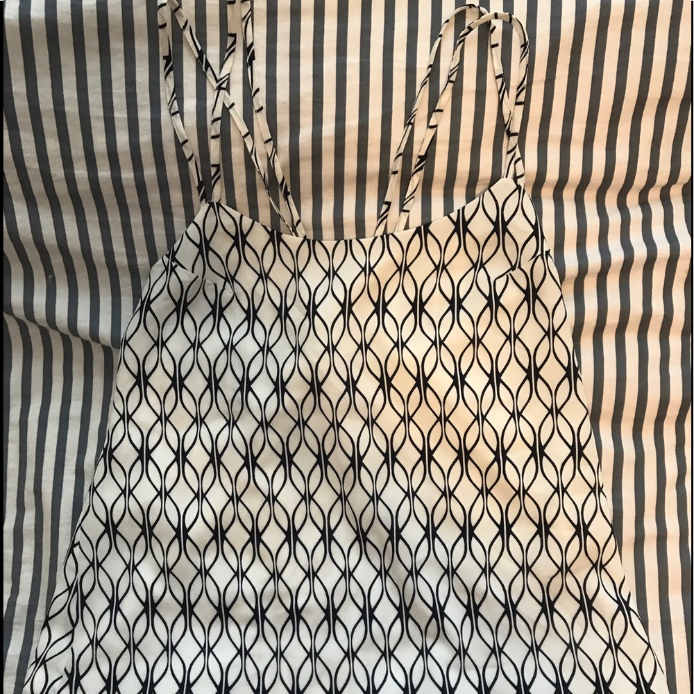 Banana Republic Black and White Geometric Print Tank Top